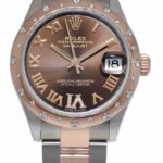 NOS Rolex Datejust 31 SS/18k RG Diamond Bezel Chocolate Dial Watch + '21 278341