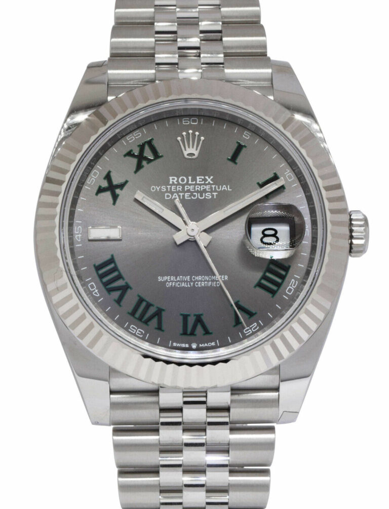 Rolex Datejust 41 Steel 
18k White Gold Wimbledon Dial Jubilee Watch 18+ 126334