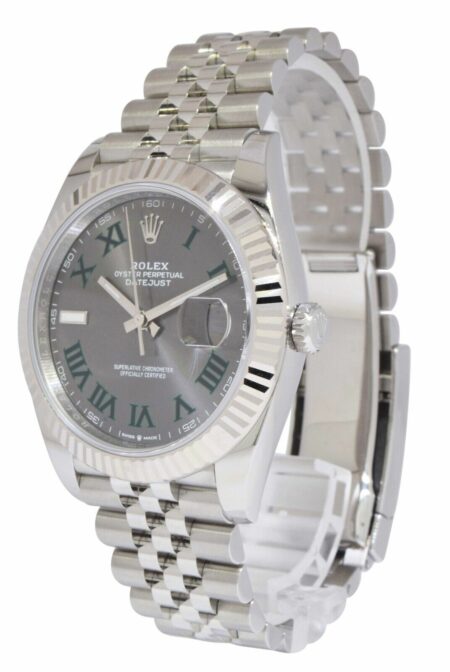 Rolex Datejust 41 Steel & 18k White Gold Wimbledon Dial Jubilee Watch 18+ 126334