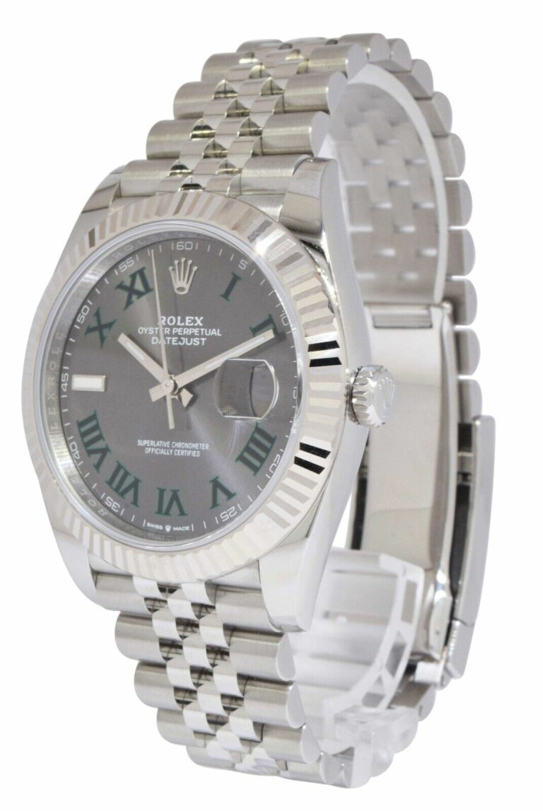 Rolex Datejust 41 Steel 
18k White Gold Wimbledon Dial Jubilee Watch 18+ 126334