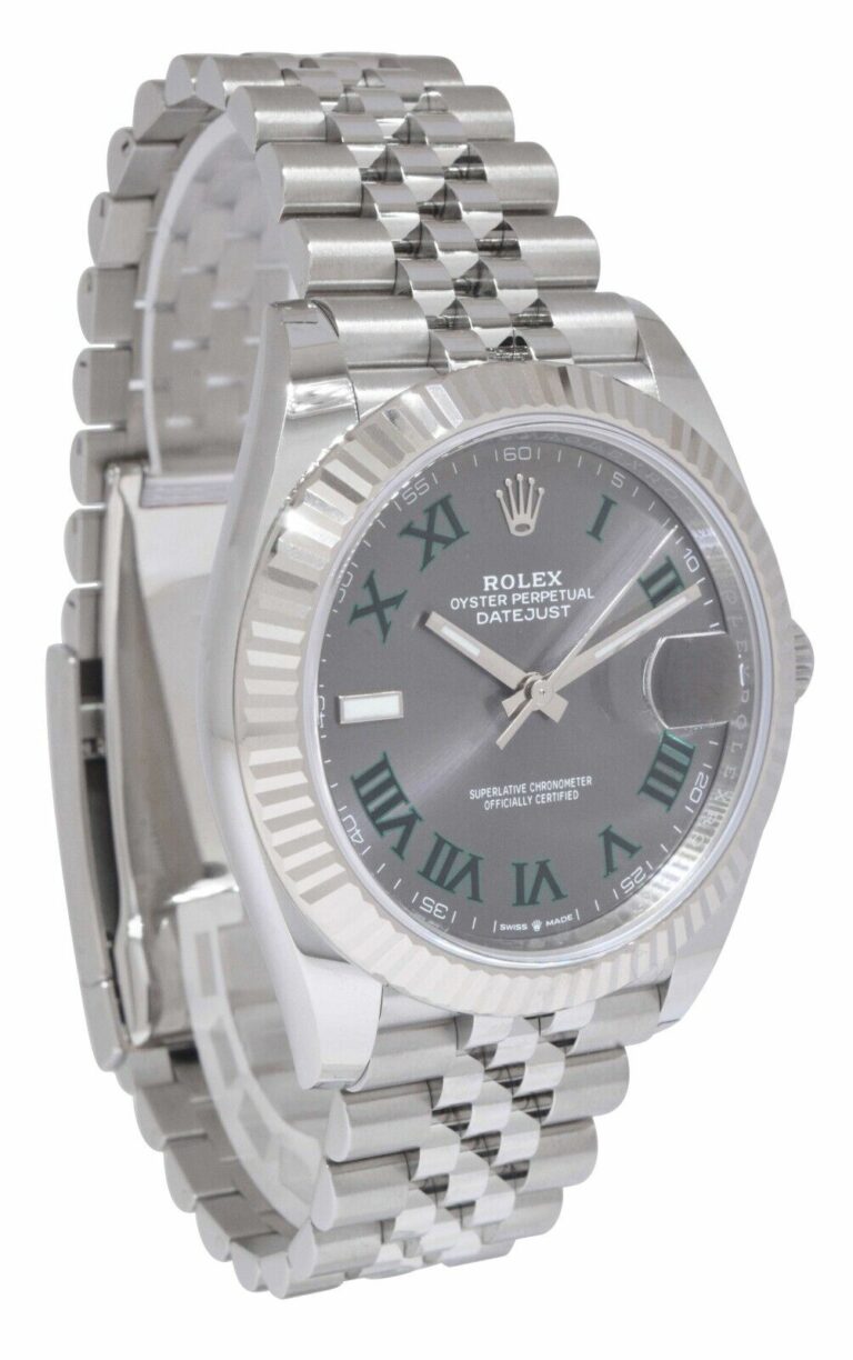 Rolex Datejust 41 Steel 
18k White Gold Wimbledon Dial Jubilee Watch 18+ 126334