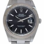 Rolex Datejust 41 Steel 
Gold Bezel Black Dial Oyster Watch +Card '18 126334