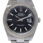 Rolex Datejust 41 Steel 
Gold Bezel Black Dial Oyster Watch +Card '18 126334