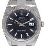 Rolex Datejust 41 Steel 
Gold Bezel Black Dial Oyster Watch +Card '18 126334