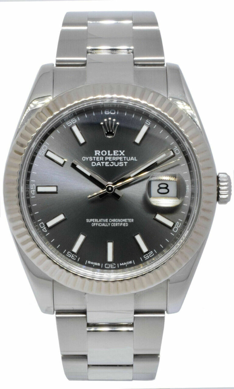 Rolex Datejust 41 Steel /18k White Gold Rhodium Dial Oyster Watch 126334