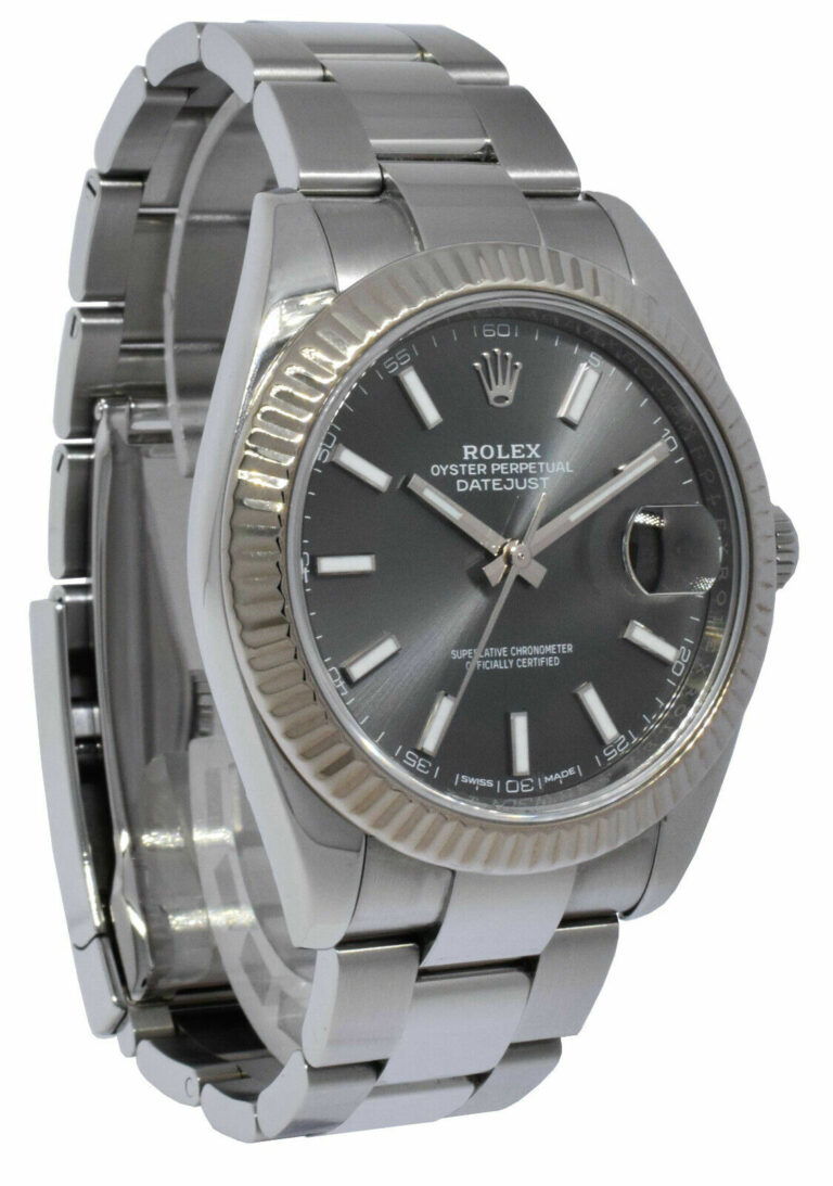 Rolex Datejust 41 Steel /18k White Gold Rhodium Dial Oyster Watch 126334