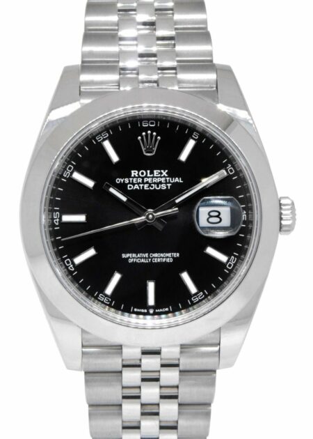 Rolex Datejust 41 Steel Black Dial Jubilee Bracelet Mens Watch '18+ 126300