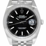 Rolex Datejust 41 Steel Black Dial Jubilee Bracelet Mens Watch +Card 126300