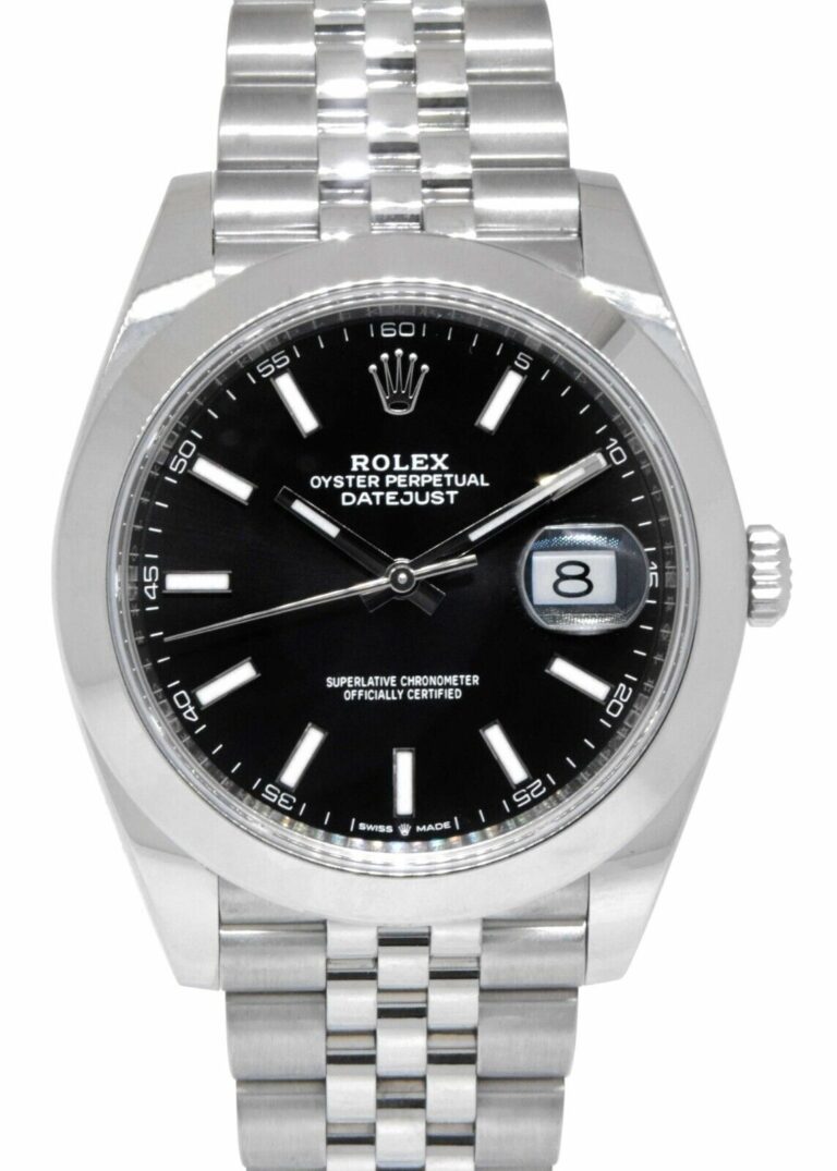 Rolex Datejust 41 Steel Black Dial Jubilee Bracelet Mens Watch +Card 126300