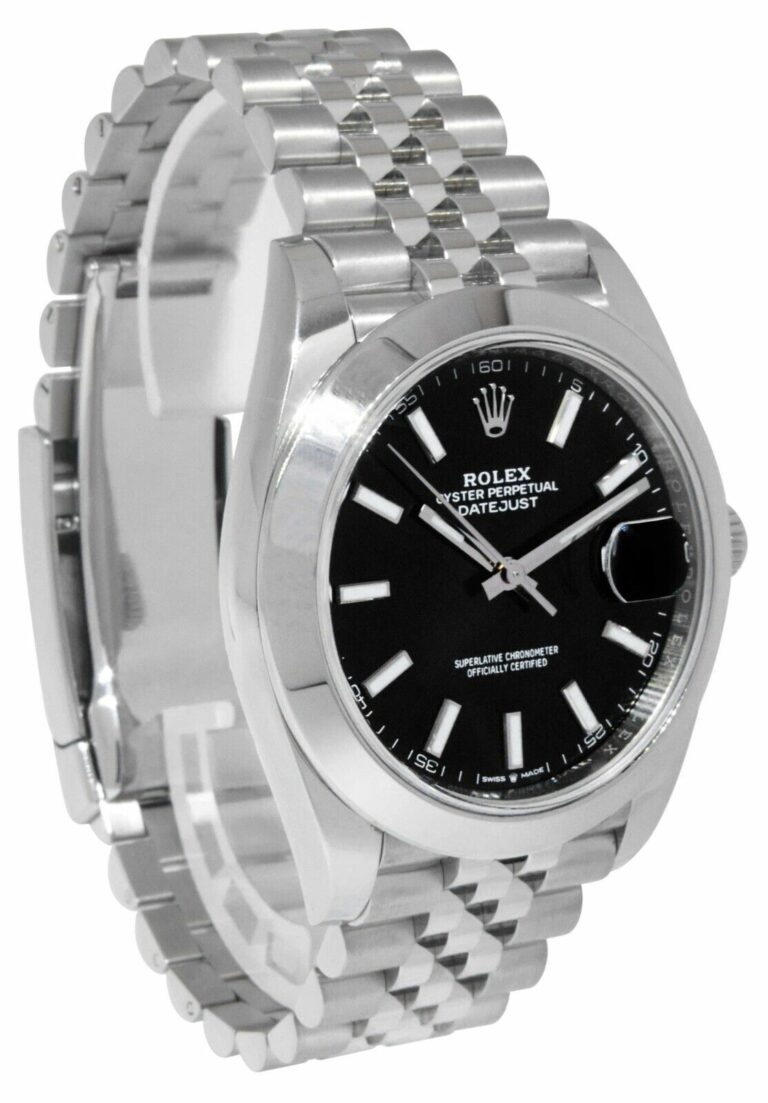 Rolex Datejust 41 Steel Black Dial Jubilee Bracelet Mens Watch +Card 126300