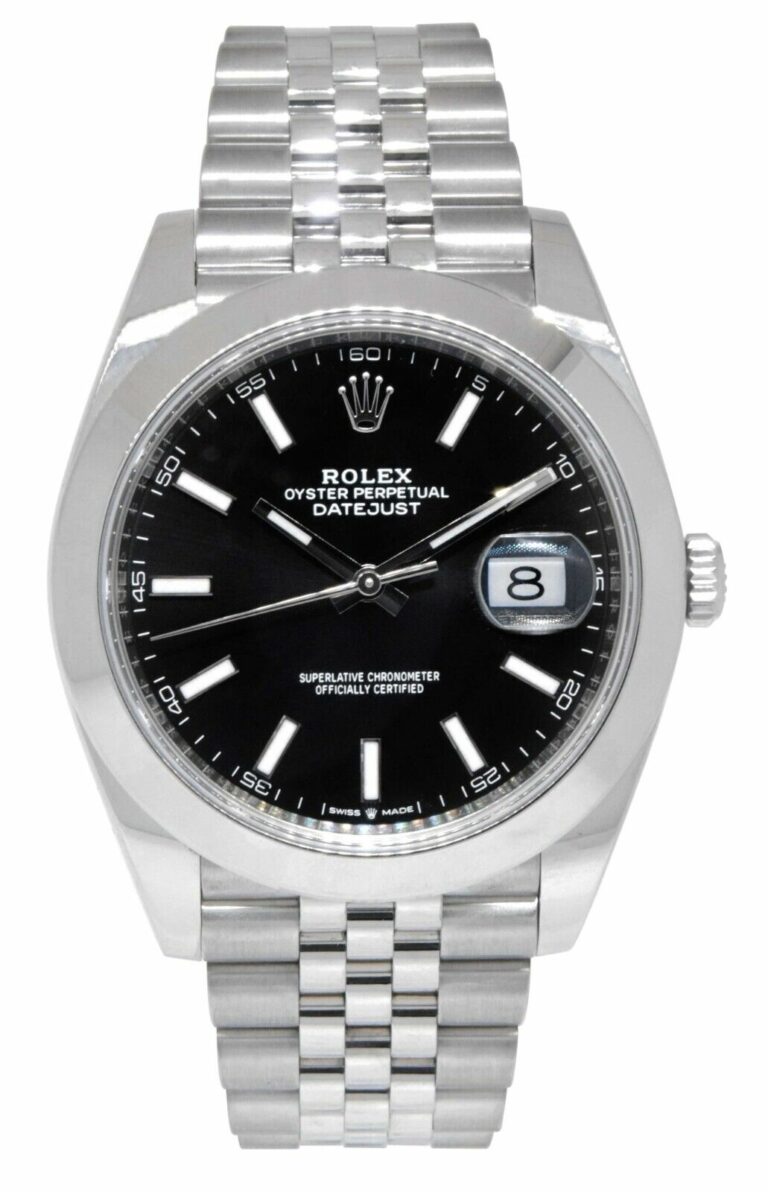 Rolex Datejust 41 Steel Black Dial Jubilee Bracelet Mens Watch +Card 126300