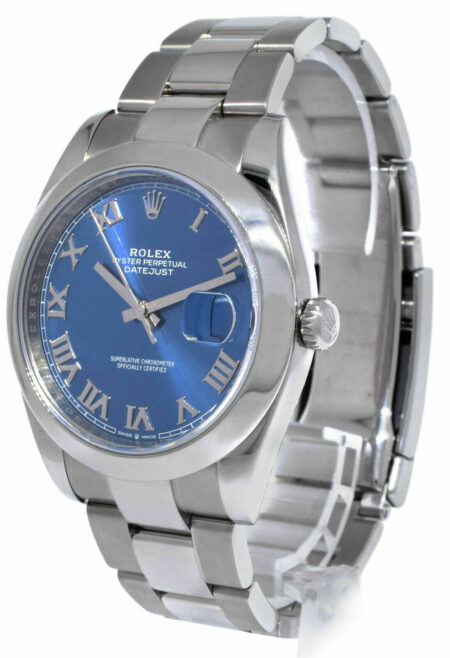 Rolex Datejust 41 Steel Blue Roman Dial Oyster Bracelet Watch 126300