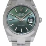 Rolex Datejust 41 Steel Mint Green Dial Mens Oyster Watch B/P '24 NOS 126300