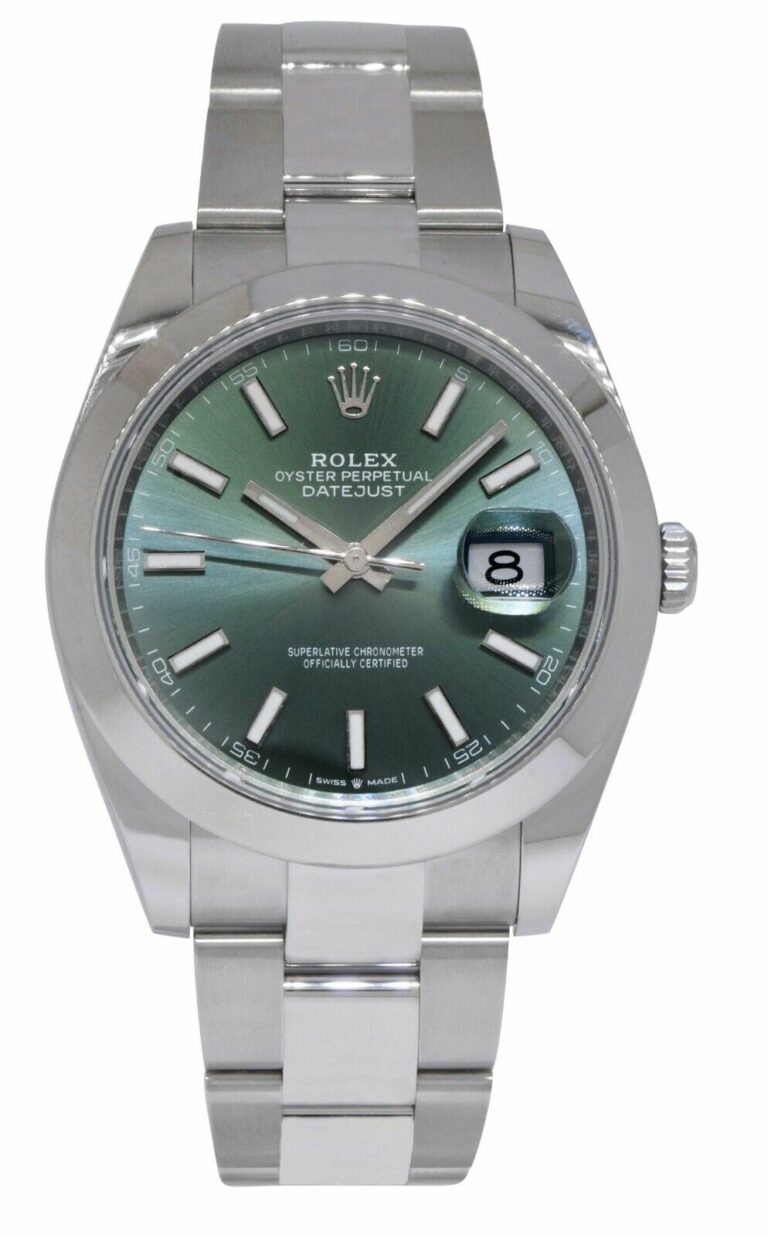 Rolex Datejust 41 Steel Mint Green Dial Mens Oyster Watch B/P '24 NOS 126300