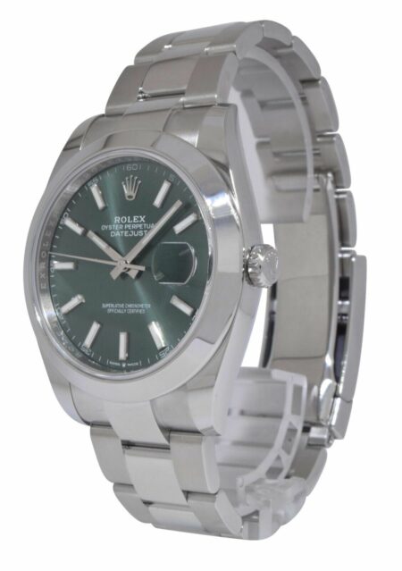 Rolex Datejust 41 Steel Mint Green Dial Mens Oyster Watch B/P '24 NOS 126300