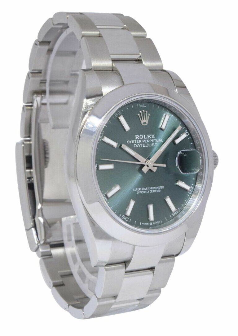 Rolex Datejust 41 Steel Mint Green Dial Mens Oyster Watch B/P '24 NOS 126300