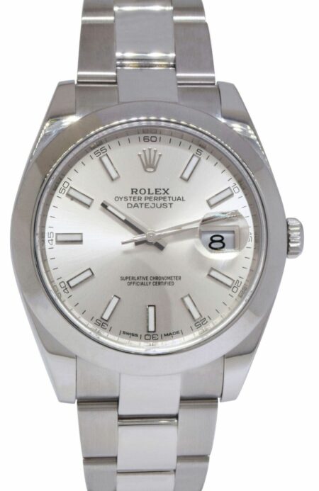 Rolex Datejust 41 Steel Silver Dial Oyster Bracelet Mens Watch 126300