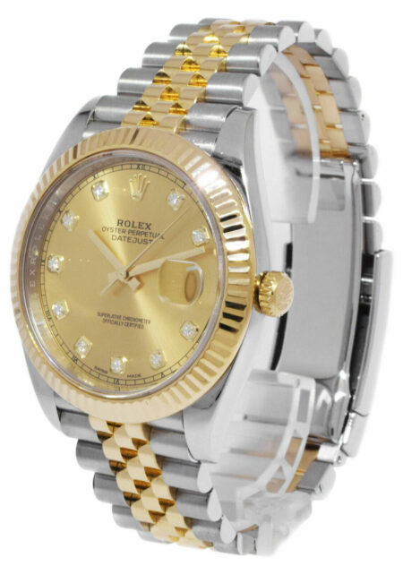 Rolex Datejust 41 Yellow Gold/Steel Champagne Diamond Dial Jubilee Watch 126333