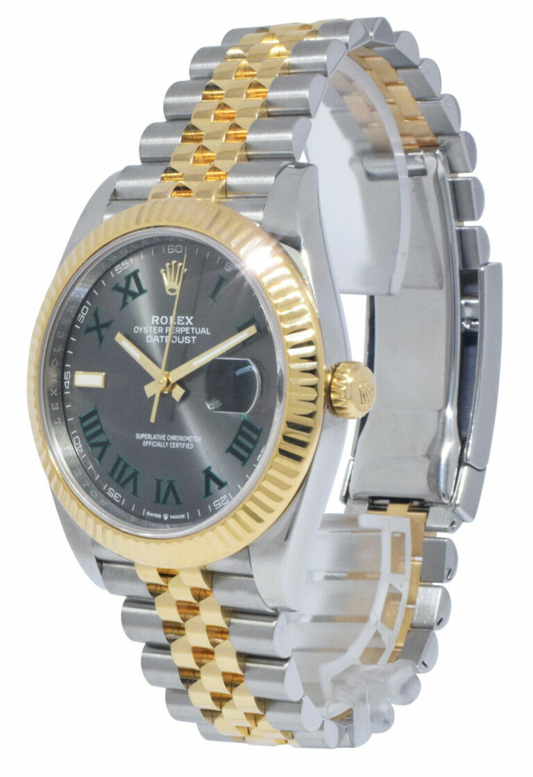 Rolex Datejust 41 Yellow Gold/Steel Wimbledon Dial Jubilee Watch B/P '18 126333