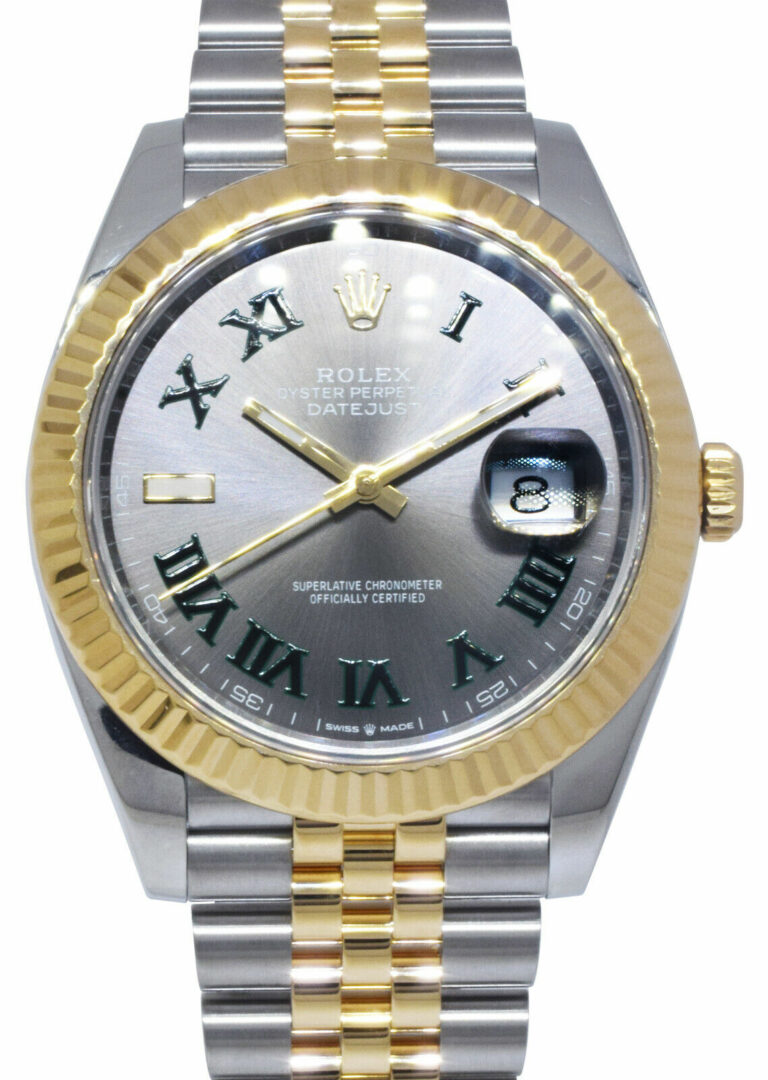 Rolex Datejust 41 Yellow Gold/Steel Wimbledon Dial Jubilee Watch B/P '18 126333