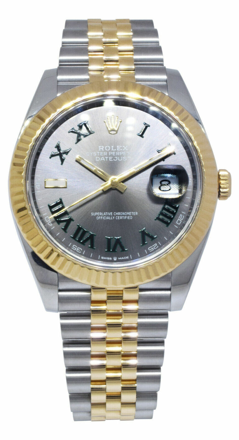 Rolex Datejust 41 Yellow Gold/Steel Wimbledon Dial Jubilee Watch B/P '18 126333