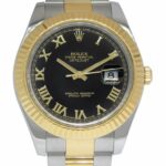 Rolex Datejust II 18k Yellow Gold /Steel Black Dial Mens 41mm Watch 116333