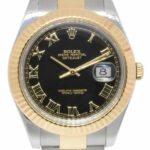 Rolex Datejust II 18k Yellow Gold /Steel Black Dial Mens 41mm Watch 116333