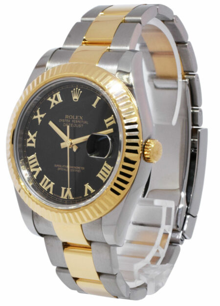 Rolex Datejust II 18k Yellow Gold /Steel Black Dial Mens 41mm Watch 116333