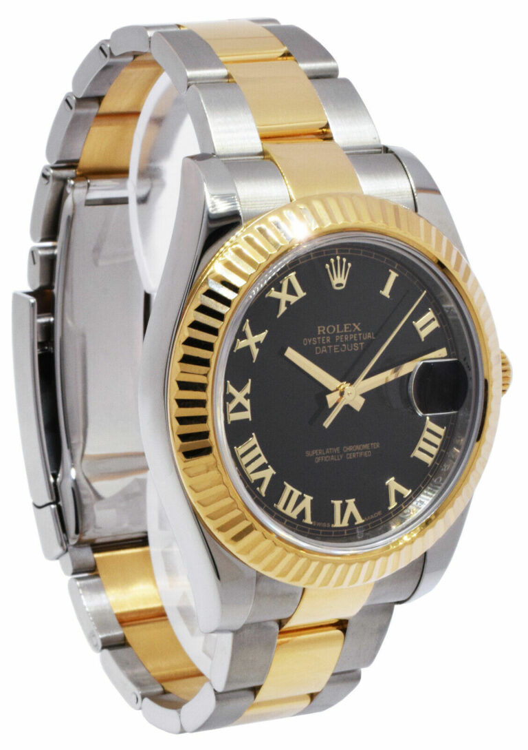 Rolex Datejust II 18k Yellow Gold /Steel Black Dial Mens 41mm Watch 116333