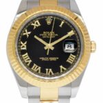 Rolex Datejust II 18k Yellow Gold /Steel Black Dial Mens 41mm Watch 116333