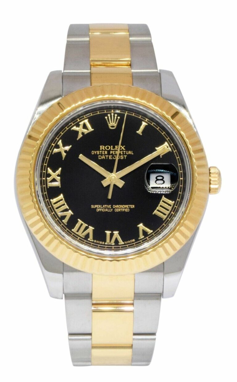 Rolex Datejust II 18k Yellow Gold /Steel Black Dial Mens 41mm Watch 116333