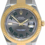 Rolex Datejust II 18k Yellow Gold/Steel Wimbledon Dial Mens 41mm Watch 116333