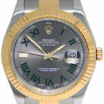 Rolex Datejust II 18k Yellow Gold/Steel Wimbledon Dial Mens 41mm Watch 116333