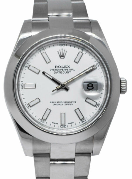 Rolex Datejust II Steel White Index Dial Mens Oyster 41mm Watch 12+ 116300