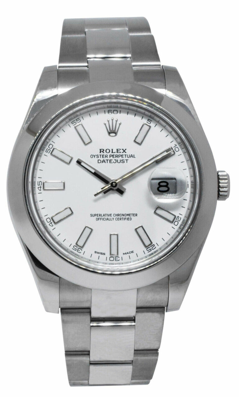 Rolex Datejust II Steel White Index Dial Mens Oyster 41mm Watch 12+ 116300