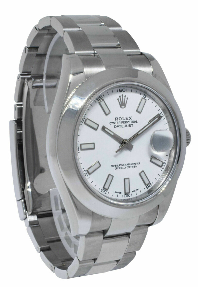 Rolex Datejust II Steel White Index Dial Mens Oyster 41mm Watch 12+ 116300