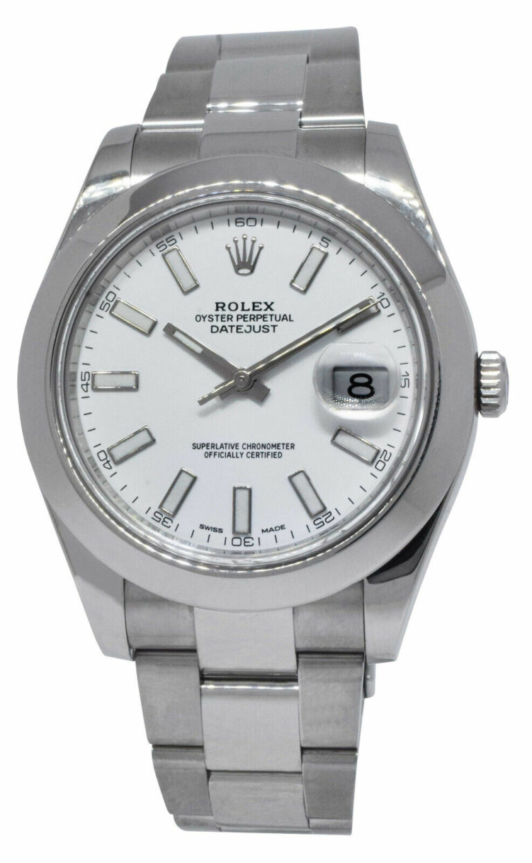 Rolex Datejust II Steel White Index Dial Mens Oyster 41mm Watch 12+ 116300