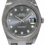 Rolex Datejust II Steel/18k WG Rhodium Diamond Dial 41mm Watch Scrambled 116334