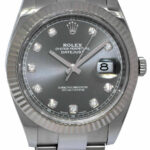 Rolex Datejust II Steel/18k WG Rhodium Diamond Dial 41mm Watch Scrambled 116334