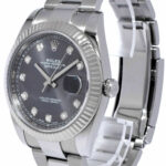 Rolex Datejust II Steel/18k WG Rhodium Diamond Dial 41mm Watch Scrambled 116334