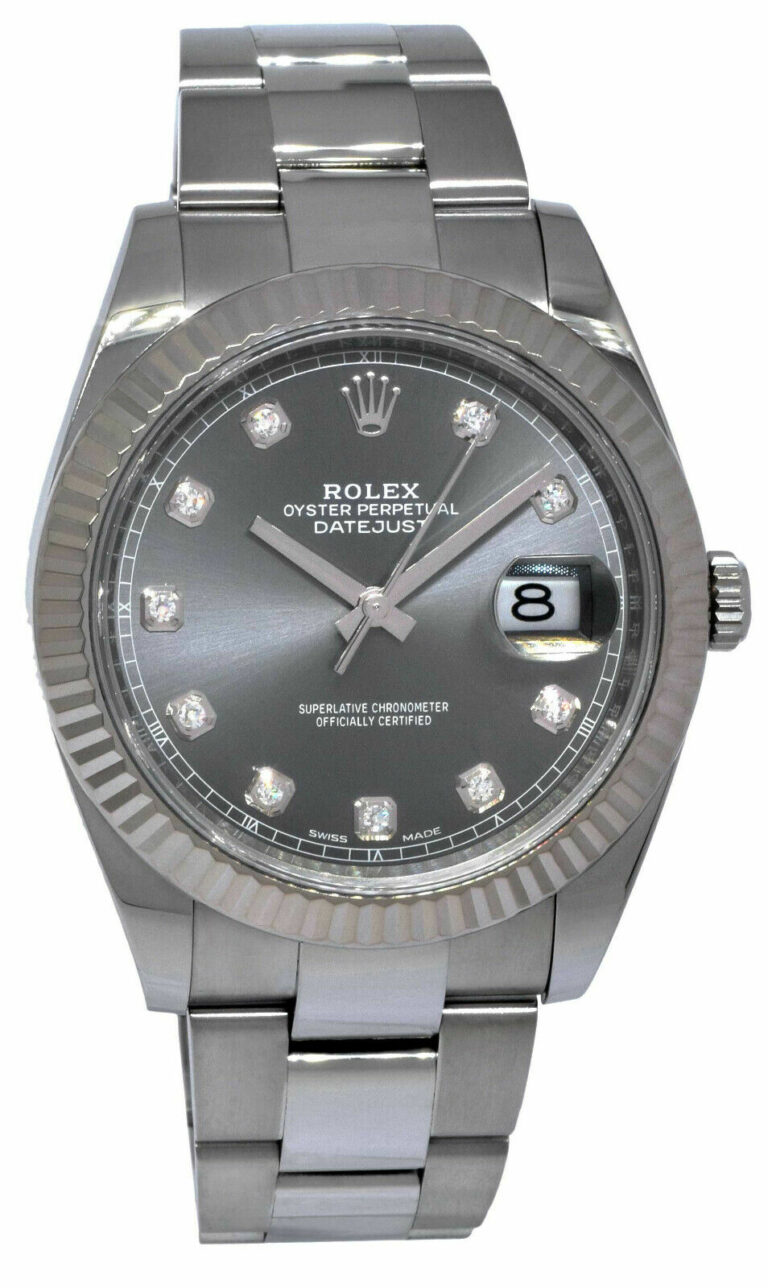 Rolex Datejust II Steel/18k WG Rhodium Diamond Dial 41mm Watch Scrambled 116334