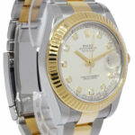 Rolex Datejust II Yellow Gold/Steel Ivory Diamond Mens 41mm Watch 116333