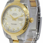 Rolex Datejust II Yellow Gold/Steel Ivory Diamond Mens 41mm Watch 116333