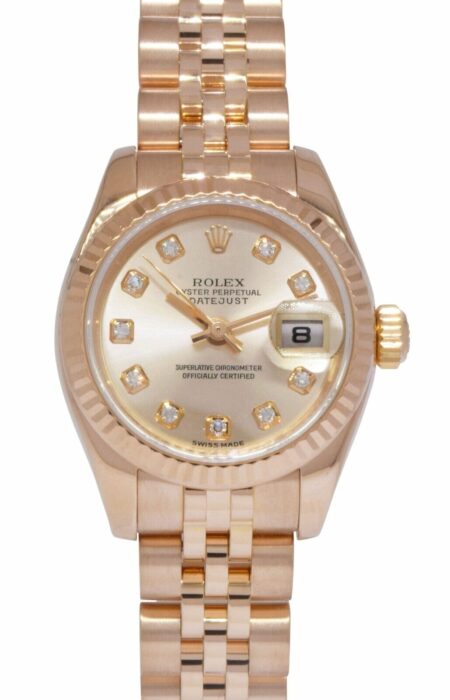 Rolex Datejust Jubilee 18k Rose Gold Sundust Diamond 26mm Watch +Papers K 179175