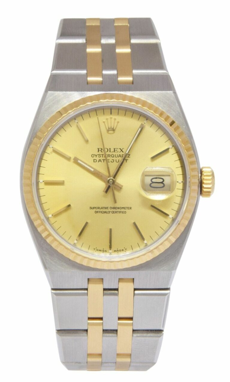 Rolex Datejust Oysterquartz 18k Yellow Gold/Steel Champagne 36mm Watch R 17013