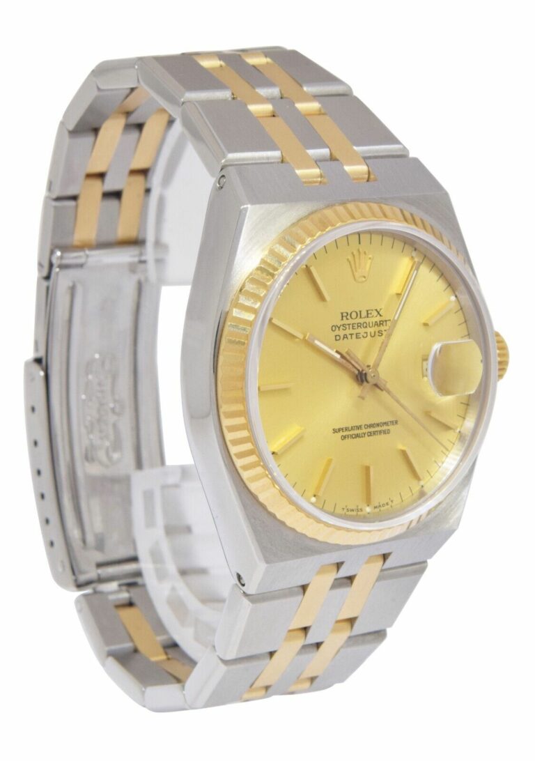 Rolex Datejust Oysterquartz 18k Yellow Gold/Steel Champagne 36mm Watch R 17013