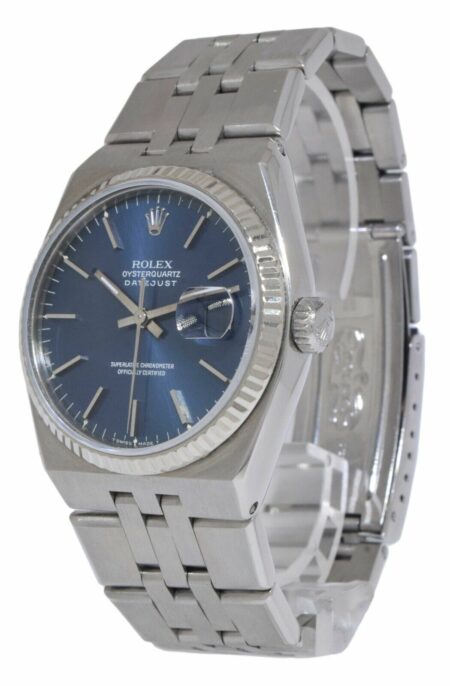 Rolex Datejust Oysterquartz Steel & Gold Bezel Blue Dial Mens 36mm Watch 17014