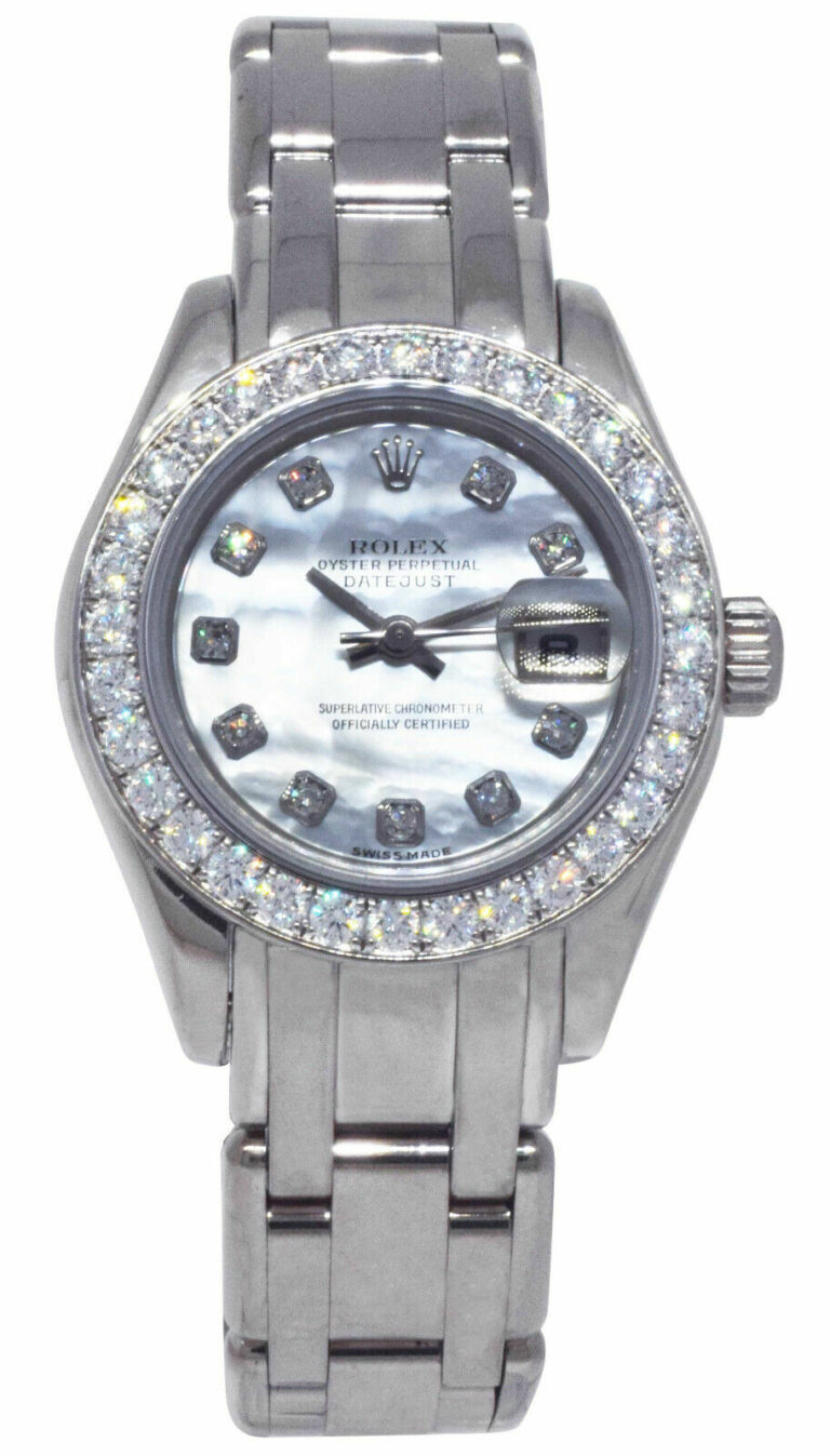 Rolex Datejust Pearlmaster 18k White Gold Diamond MOP Ladies 29mm Watch K 80299