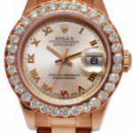 Rolex Datejust President 18k Rose Gold Pink Dial Diamond Bezel 26mm Watch 179175