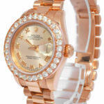 Rolex Datejust President 18k Rose Gold Pink Dial Diamond Bezel 26mm Watch 179175